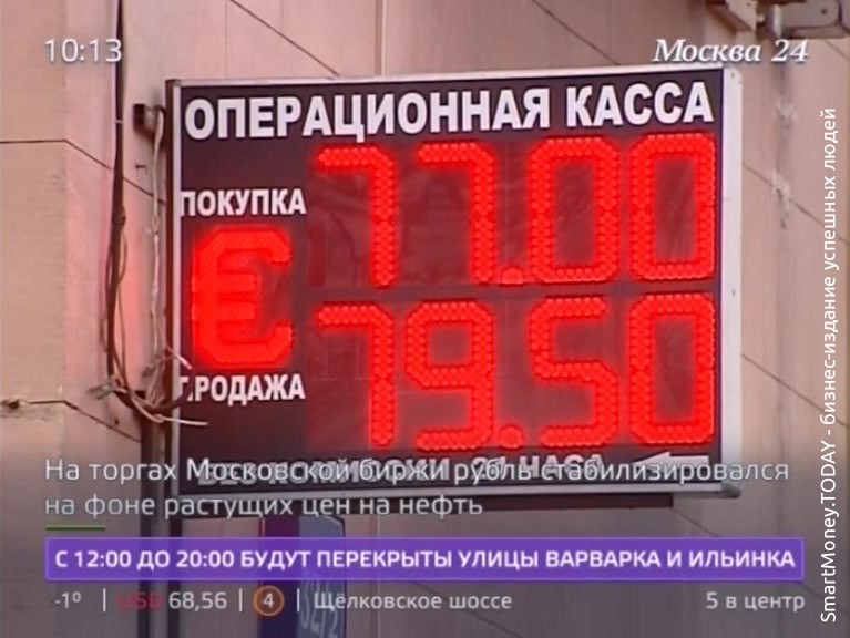 Курс рубля к доллару остается стабильным
